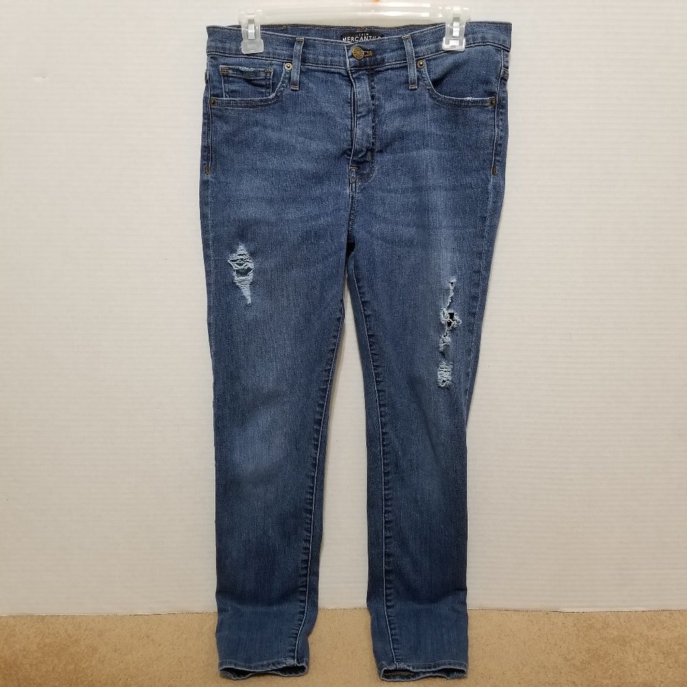 J.Crew jeans 29 Mercantile Distressed High Rise Skinny denim whiskered ripped